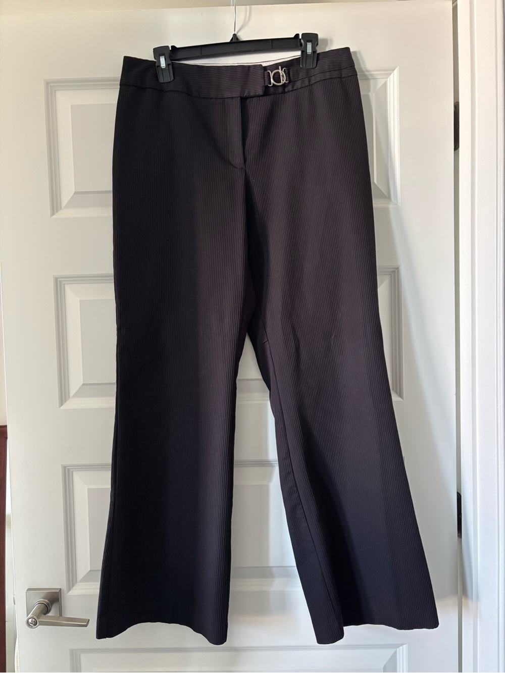 Women’s Black Textured Wide-Leg Dress Pants